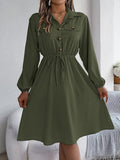 Shooting 2025 Autumn And Winter Leisure Button Tie With Waist Long-Sleeved Shirt Skirt Women's