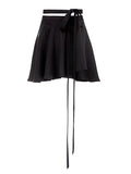 Satin Lace Up Mini Skirt-Outfit