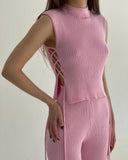 Fongt New Sexy Knitted Vest Trousers Fashion Suit Woman