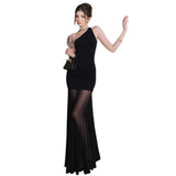 Fongt 2025 Summer New Women's High-End Feeled Sideline Collar Long Dress