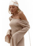 Fongt Sexy Bareback Dress Knitted Thin Autumn And Winter 2023 Holiday