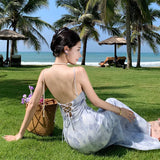 Fongt Collar Show Back Design Goddess Skirt Length Money Chiffon Dress Female-Outfit