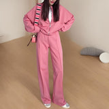 Fongt 2025 Round Neck Fashion Simple Atmospheric Jacket Jacket Casual Straight Trousers