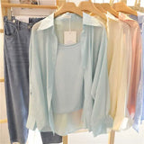 Fongt Fairy Chiffon Sunscreen Women's Summer 2025 New Long Sleeve White Shirt Coat Solid Thin Cardigan T-Shirt