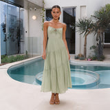 Fongt For Women's Clothing New 2026 Splicing Slings Long-Carbed Strap Large Swing Dress With Rib