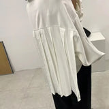 Korean Chic Back Pleated Design Blusas Mujer Loose Casual Shirts Blouses Lapel Long Sleeve Tops Spring New Shirt-Outfit