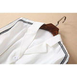 QUALITY New Fashion 2023 Designer Women's Beading Belt Long Sleeve Turn-Down Collar Patchwork Letter Lace Pleated