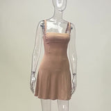 Show Chest A Dress Summer New Ins Gentle Lady Style Solid Color Short Skirt Girl-Outfit