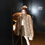 Fongt Collar Dyed Sharp Bows Eco-Friendly Fur Fur Coat Women Winter Lazy Plus Thick Hair Coat