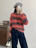 Gradual Round-Neck Pullover Girl Autumn And Winter New French Retro Lazy Loose Soft Waxy Sweater-Outfit