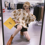 Bear Women Hoodies Oversized Couple Chic Zip Up Sweatshirts Loose Thick Warm Fleece Coat Harajuku Casual Pullovers