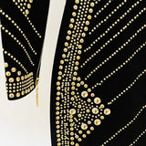 QUALITY Newest 2023 S/S Designer Runway Fashion Women's Long Sleeve Stunning Metallic Beaded Stretchy