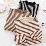 Casual Stripted Printed Knitted Sweater Long Sleeve Stand Collar All-match Slim Warm Pullover 2021 Winter New Fashion