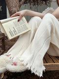 Knitted Flare Pants Warm Drawstring Slim Women Pants High Waist 2023 Autumn and Winter New Purple Rose Red Woman