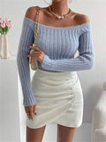 Fongt And Autumn New Word Collar Shoulder Repair With A Short Knitted Sweater