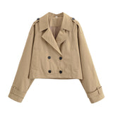 Fongt Women's Clothing Explosion Fashion Casual Street Collar Short Wind Coat