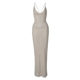 Fongt 2024 Spring / Summer Women's Temperament Sexy Back Hollow Out Lace Knit Sling Wrapped Hip