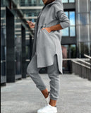 Fongt New Fashion Casual Hooded Grip Velvet Jacket Two Sets Of Women's Clothing
