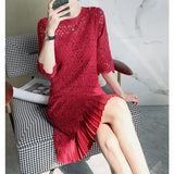 dress 2023 spring and autumn new style large size women's medium sleeve medium length A-line