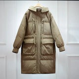 Winter Down Coat Women Long Parkas Luxury Real Raccoon Fur Hooded Female Loose Fashion Duck Down Puffer Jacket