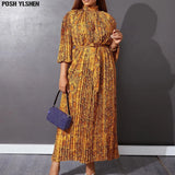 Pleated Print African Dresses For Women 2022 Spring Summer Sexy Long Maxi Dress Beach Holiday Robe Longue Sexy Outfits for