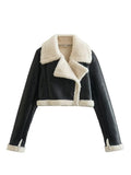Fongt 2025 New Double-Sided Loose Short Suit Collar Zipper Embellished Fur Jacket Jacket