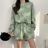 New Tie-Dye Casual Hoodies Two Piece Suits Women Casual Loose Long Sleeve Sweatshirts Spring Autumn Thin Woman