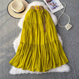 Fongt Half-Dress Women's Dress 2025 Summer Small Medium Long Leisure High-Rise Thin Thong Ponve Cake Skirt