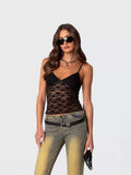 2024 Summer New V-Neck Sling On The Chest Bow T-Shirt To The Perspective Of The Sexy Bare