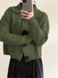 Fongt Women's Loose Korean Version Of Fashion Casual Big Collar Knitted Cardigan Coat