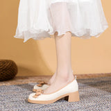 Fongt New Bow Happy Shoes Korean Version British Wind Shallow Mouth With Casual Women's Singles Shoes With