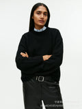 Fongt Soft-Gried Gray Sweater Woman 2025 Autumn And Winter Loose Thick Sheep Velvet Collar Knitted Shirt