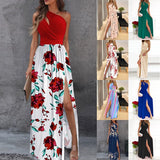 Fongt Women's Wear 2024 Diagonal Shoulder Dress Temperament Sleeveless Sexy High Waist Open Slit Autumn Winter
