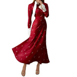 Fongt French Collar Long Sleeve New Women's Temperament Elegant Long Dress