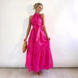 Fongt Summer New Leisure High-End Feeling Sleeveless Waist Swing Gentle Wind Dress Women's Long Dress