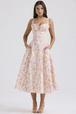 Fongt Temperament Floral Series French Summer Slings Gentle Wind Dress With Thin Floral Slings Long Skirts