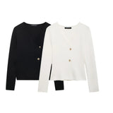 Fongt New Asymmetric Button Decoration Knitted Cardigan Jacket 4192124