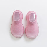 Spring Leopard Soft Bottom Non-Slip Floor Socks Solid Color Toddler Girl Boy Shoes With Transparent Rubber Soles Kid