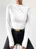 Fongt Spring And Summer New Slimming Folding Long-Sleeved Women's T-Shirt