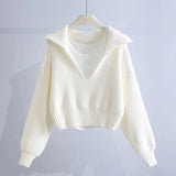 Fongt Fashion Sweater Set Women's New Deep V-Neck Collar Sweater Sling Vest Two-Piece Set In Autumn/Winter 2025