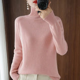Turtleneck Women's Knitted Sweater Solid Loose Long Sleeve Autumn Sweaters Female Pullover Autumn Winter Warm Lady