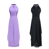 Burst Version Of Hanging Neck Nail Beads Large Shoulder-Length Sexy Dress Chiffon Dress Long Dress-Outfit