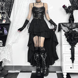 Summer 2024 New Hot Girls Dragging Skirt Dark Wind Retro Irregular Half Skirt-Outfit