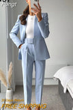 Hidden Button Blazer Pants Set Suits Women High Street Ladies Office Pants Matching Set Spring Autumn Blazer Coat