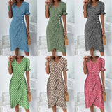 Fongt Large Number Of New 2025 Summer Hot Sales Geometric Collage Bubble Sleeve Irregular Pendulum Dress