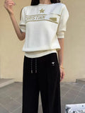 Fongt 2025 New Five-Horned Star Letters T-Frek Short-Sleeved Women's Sweater Sweater Slimming Slimming