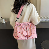 Printed Cherry Large Capacity Shoulder Bag-Outfit