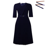 Fongt Women's Clothing 2025 Summer New Fashion Temperament V-Neck Solid Color Large-Size Pressure Fold African Dress