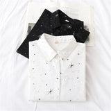 Blouses Shirts Tunic Womens Tops And Blouses 2020 Womenswear Long Sleeve Clothing Button Up Down White Star New