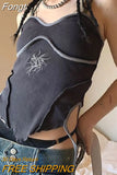 Women y2k Clothes Camisole Crop Tops Summer 2023 T-shirt Halter Open Back Sleeveless Slim Vest Vintage Aesthetic Tees
